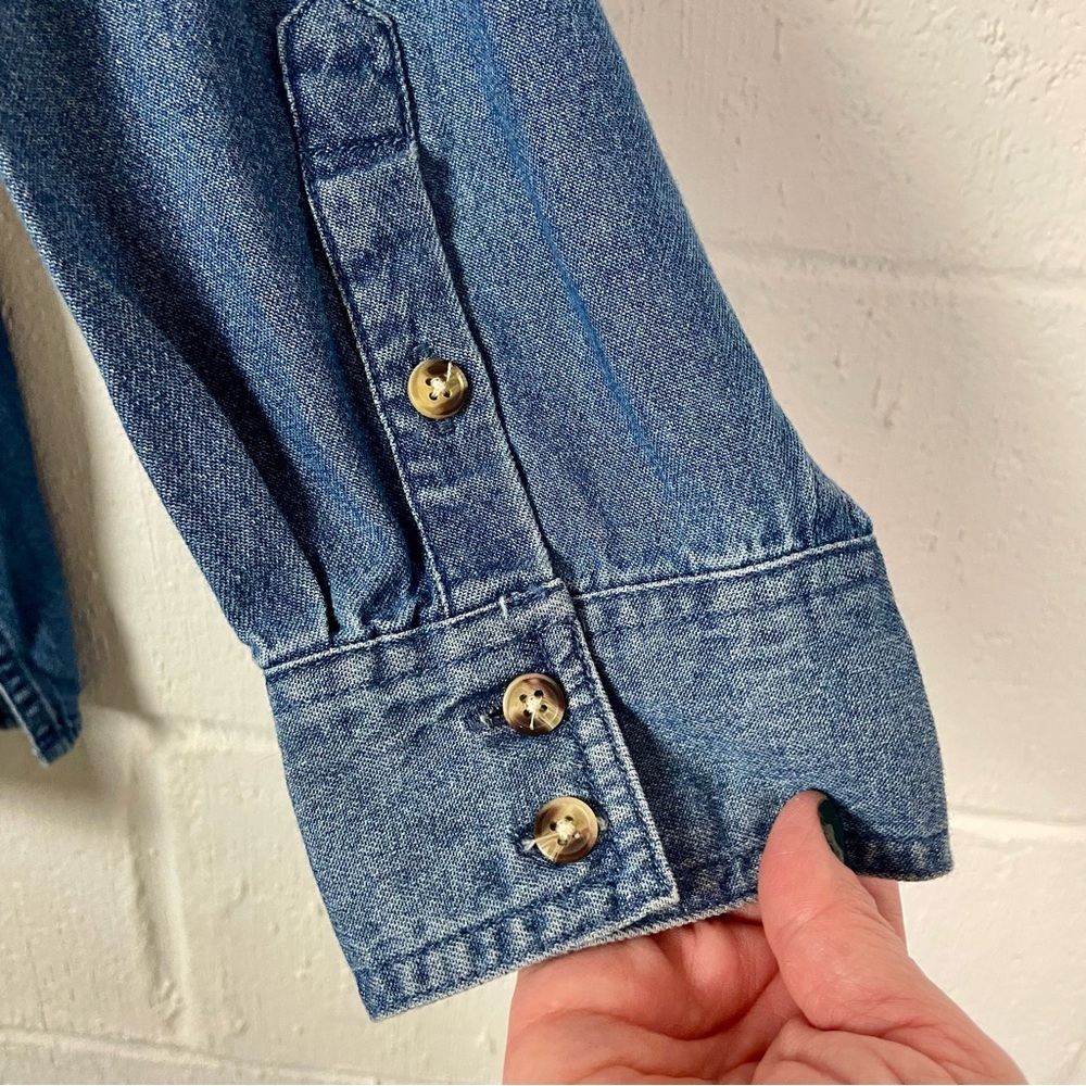 Holiday Editions Winter Denim Shirt Snowmen Snowflakes Grannycore Oversized 2X - Picture 4 of 12